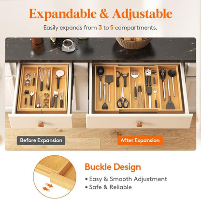 Lifewit Utensil Organizer for Kitchen Drawer, Expandable Cooking Utensil Tray - Image 7