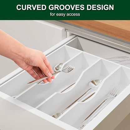 Bellsal White Utensil Organizer 10 Inch Silverware Tray - Image 6