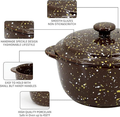 10 Oz Ceramic Mini Cocotte Set 4-Pack, Oven Safe Stoneware Casserole Dishes - Image 3