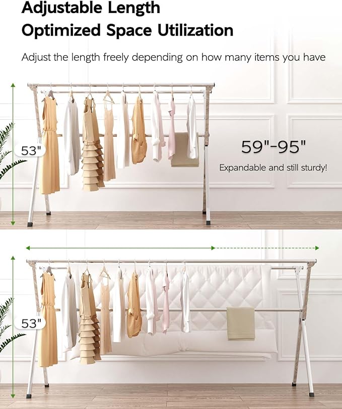 Clothes Drying Rack 95 Inches Folding Outdoor Indoor, Drying Rack Clothing - Image 2
