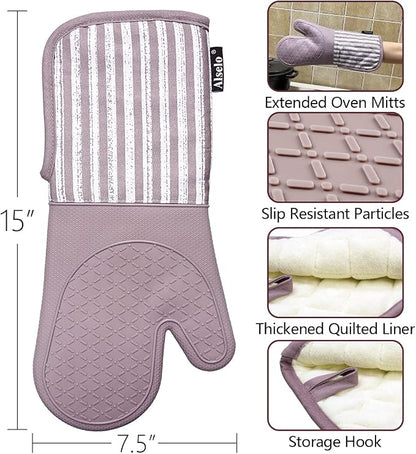 Alselo Silicone Oven Mitts Heat Resistant 932℉ - Image 3