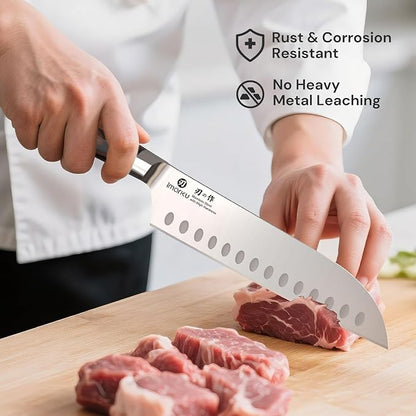 imarku Japanese Santoku Knife 7 Inch, Ultra Sharp Chef Knife, PakkaWood - Image 7