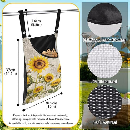 2 Pcs Sunflowers Print Clothespin Bag, Laundry Hanging Bag Fits Clothes Lines - Image 6