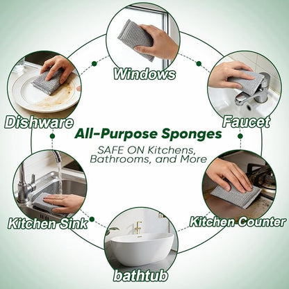 HOMEXCEL All-Purpose Sponge Pads 12PK, Non-Scratch Dish Sponges Safe - Image 7