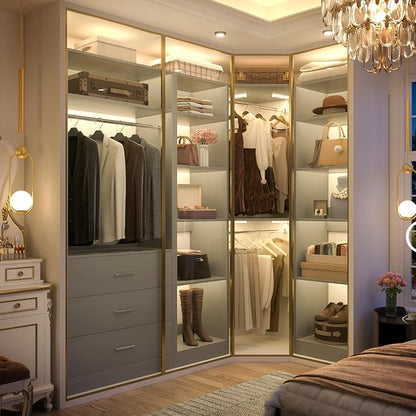 Corner Closet System with 3 Drawers, Corner Closet Organizer System with 13 - Image 3