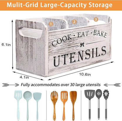 Utensil Holder, Wooden Utensil Holder - Image 3
