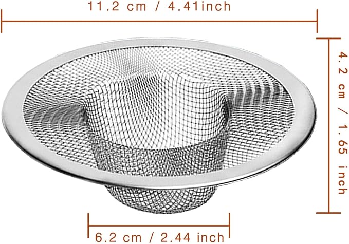 2pcs Heavy Duty Stainless Steel Slop Basket Filter Trap, 4.41" Top / 2.44" Mesh - Image 2