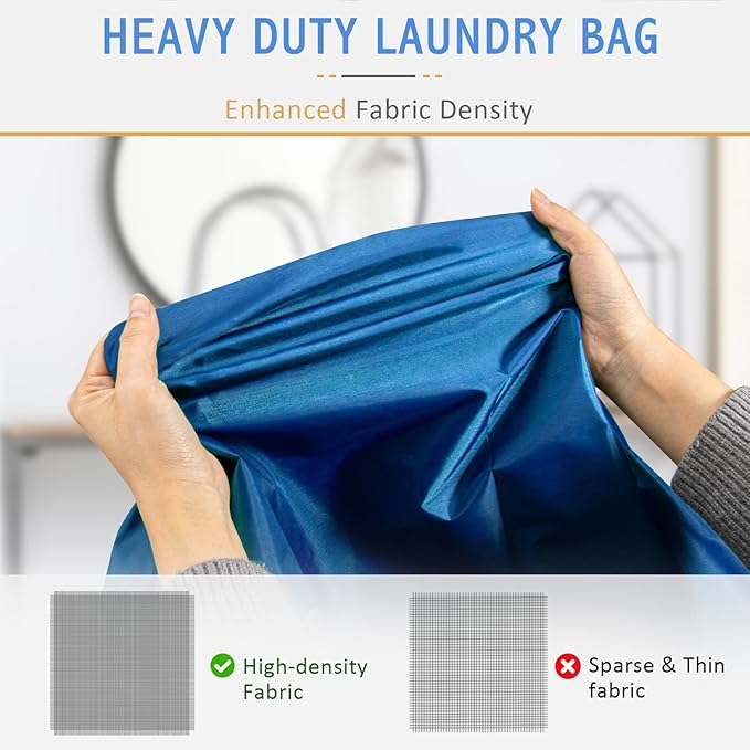 Extra Large Laundry Bag With Handles, Heavy Duty, Travel Laundry Bag for Dirty Clothes, 28" x 40" (Blue)