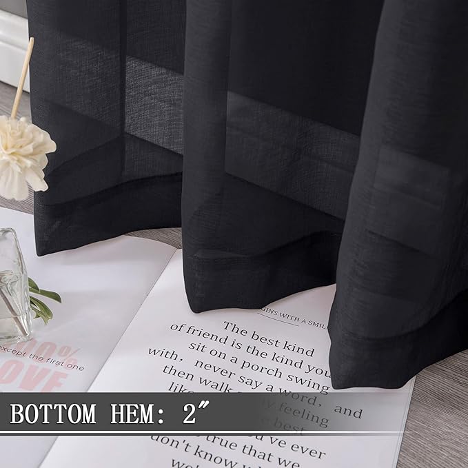 Tollpiz Short Sheer Curtains Linen Textured Living Room Curtain Sheers Light - Image 4