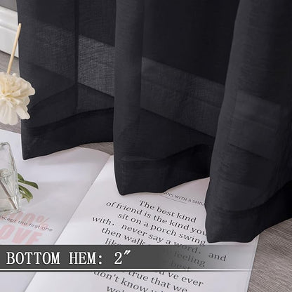 Tollpiz Short Sheer Curtain Linen Textured Bedroom Curtains Sheer Light - Image 4