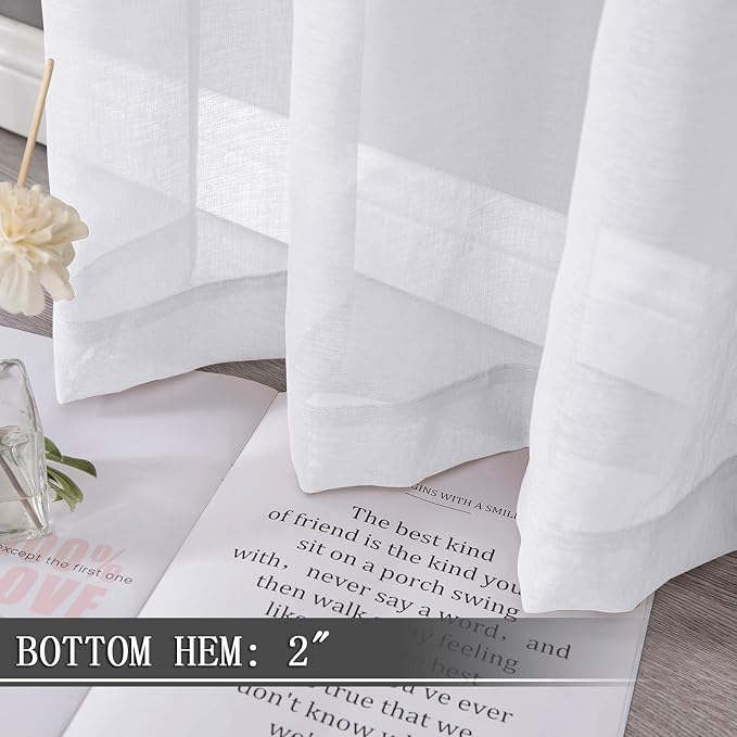 Tollpiz Sheer Curtains Living Room Linen Textured Curtain Sheers Light - Image 4
