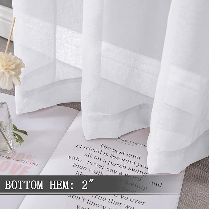 Tollpiz Sheer Curtains Linen Textured Bedroom Curtain Sheers Light Filtering - Image 4