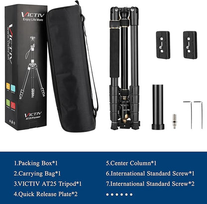 77" Aluminum Camera Tripods & Monopods, Victiv Compact Travel Tripod for Camera DSLR, Spotting Scope,Telescope, Binoculars, Porfessional Heavy Duty Camera Tripod Stand for Photography Video Recording