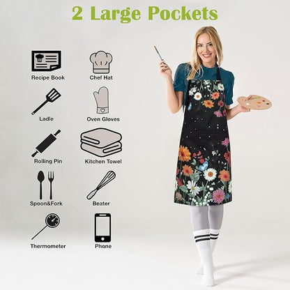 ASPMIZ Floral Apron for Adults, Waterproof Women Apron - Image 4