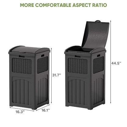 Patiowell 36 Gallon Outdoor Trash Can, Resin Outdoor Garbage Can - Image 7