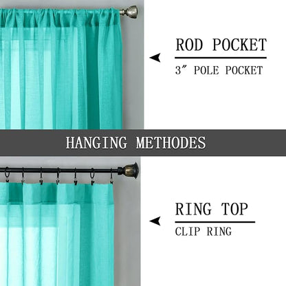 Tollpiz Short Sheer Curtain Living Room Linen Textured Curtains Sheer Light - Image 5