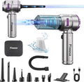 Handheld Vacuum Cordless, Car Vacuum Cleaner with Brushless Motor, Strong Suction Vacuum & Compressed Air Dusters with LED Light, Type C Port, Wireless Mini Portable Hand Vacuum Blower for Home, Pet