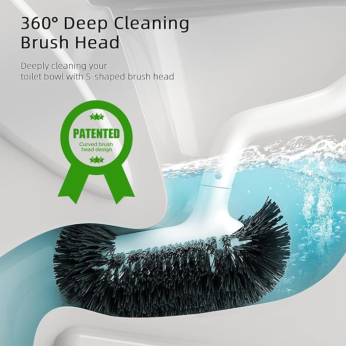 HAMITOR Toilet Bowl Brush Holder Set: Bathroom Deep Cleaning Toilet Cleaner - Image 2