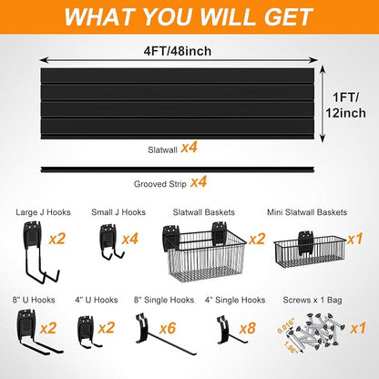 DoCred Slatwall Paneling Organizer, 4x4 FT PVC Garage Slat Wall Storage Systems - Image 4