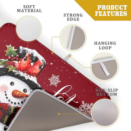 Christmas Dish Drying Mat for Kitchen Counter Snowman Let It Snow Microfiber - Image 4