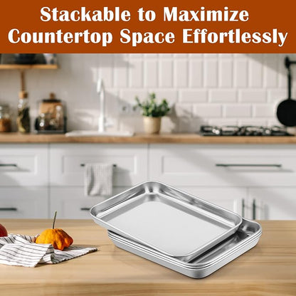 E-far Small Baking Sheet with Wire Rack, Stainless Steel Cookie Sheets Trays & - Image 8