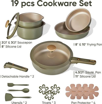 CAROTE 19 Pcs Pots and Pans Set, Nonstick Cookware Sets - Image 2