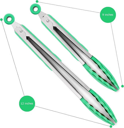 2 Pack Silicone Kitchen Tongs – 9" & 12" Set, Heat Resistant up to 500°F - Image 4