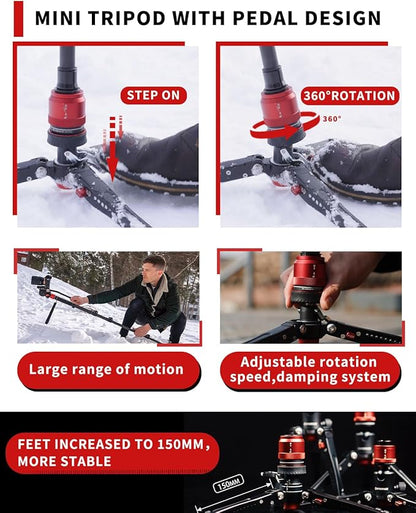 IFOOTAGE 71”Carbon Fiber Monopod with Feet Cobra 3 Monopod C180F-P,Pedal Base Tripod CB3 Base-P Low Profile,for Sony,Nikon,DSLR,Max.Payload 17.64lb/8KG