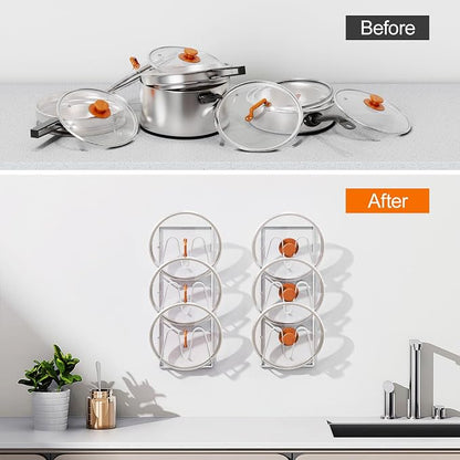 Durmmur 2 Pack Pot Lid Organizer Rack, 6-Tier Pot Lids Holder - Image 6