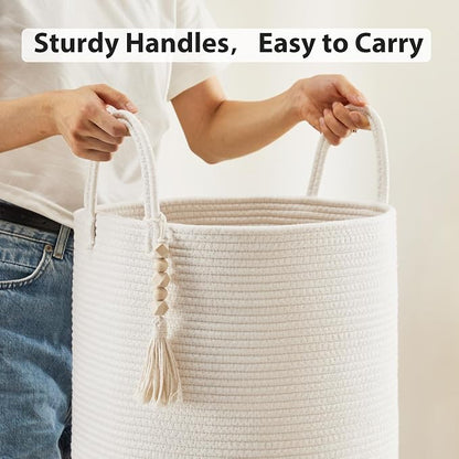 Fiona's magic Woven Rope Laundry Hamper, Tall Laundry Basket - Image 6