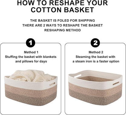 Large Storage Basket for Organizing, Woven Rope Basket for Shelves, Closet - Image 8