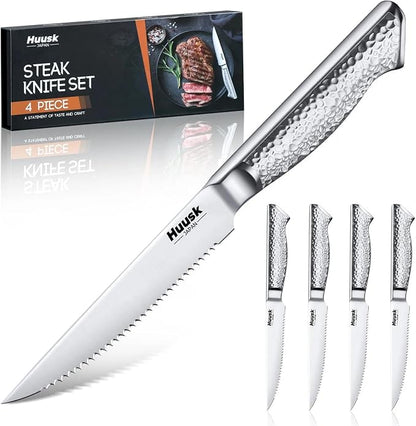 Huusk Japanese Steak Knives Set of 4-4.5" Serrated Steak Knife Set Dishwasher by HuuskKnife