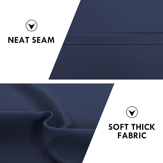 DWCN Navy Room Darkening Blackout Curtains - Thermal Insulated Privacy Energy Saving Window Curtain Drapes 38 x 63 inch Length, Set of 2 Bedroom Living Room Curtains