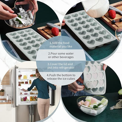 Heart Shape Ice Cube Tray, 21 Holes Silicone Ice Cube Mold - Image 4