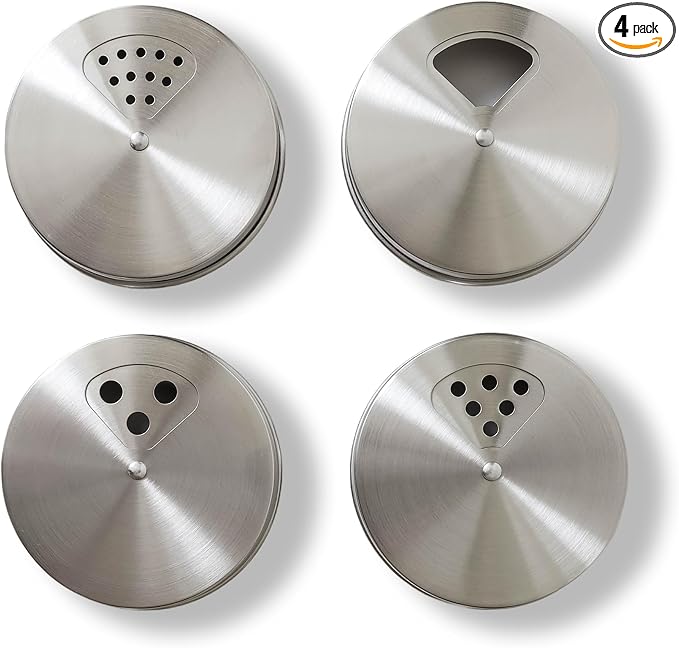 Mason Jar Shaker Lids Stainless Steel – Adjustable Spice & Seasoning Dispenser by Unknown