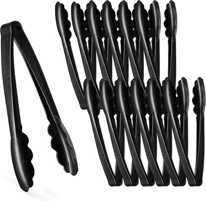 Plasticpro 9'' Serving Tongs Heavy Duty Reusable Kitchen and BBQ Black Serving by PLASTICPRO