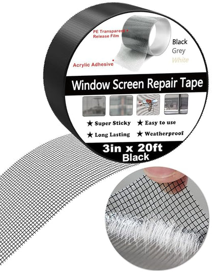Wohohoho Window Screen Repair Tape, 3 in X 20 FT Black Screen Patch Repair Kit - Image 9