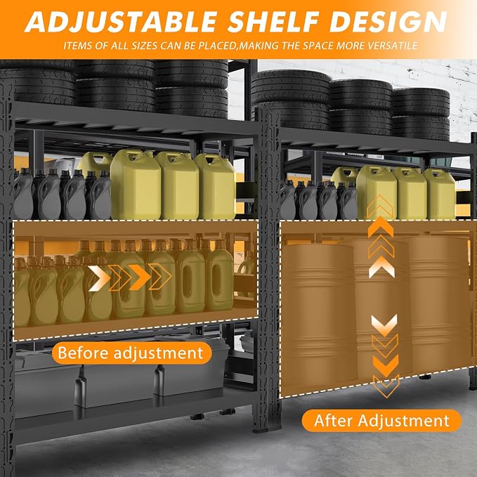 Storage Shelves Heavy Duty, Metal Garage Shelving Units, 4 Tier Storage Rack - Image 5
