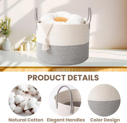 Woven Blanket Basket, 115L Large Rope Storage Bin - Image 3