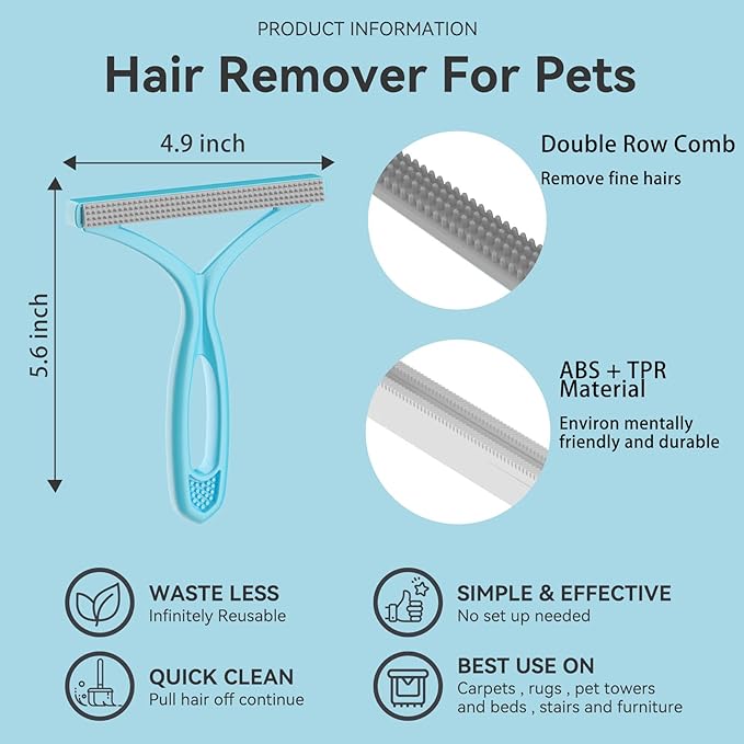 Carpet Rake for Pet Hair Removal, Dog Cat Fur Remover Rubber Broom, Carpet Rake - Image 3