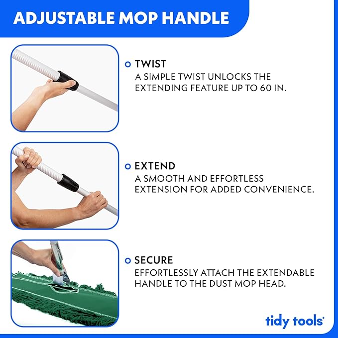 36 Inch Green Commercial Dust Mop & Floor Sweeper with Extendable Handle – Mop for Hardwood, Tile, and Concrete Floor Cleaning