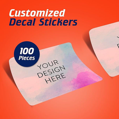 100 Custom Vinyl Stickers - Upload Your own Image, Text, Design, Logo - Personalized Logo Labels for Handmade, Packaging, Bottle, Jars, Candle, Brand Stickers (Rose, 4x2)