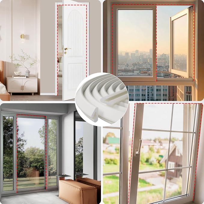 V Shape Foam Weather Stripping Door Frame Seal Strip 2Pcs×26FT White, Draft - Image 8
