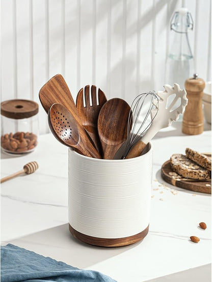 Utensil Holder, 360° Rotating Extra Large Ceramic Kitchen Utensil Holder - Image 3