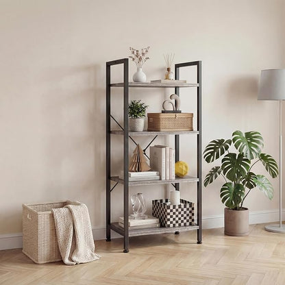 DUMOS 4 Tiers Bookshelf, Classical Book Shelf, Tall Display Shelves in Living - Image 7