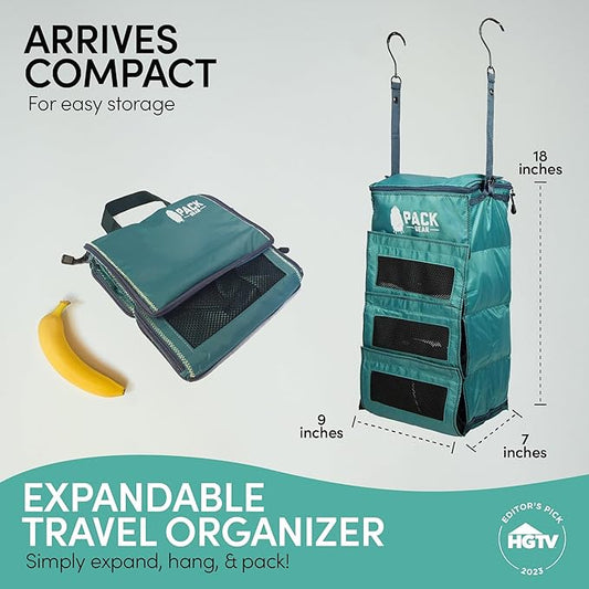 Pack Gear Hanging Luggage Organizer - Our Carry On Closet Insert Fits inside easily - Our Hanging Luggage Organizer Uses Velcro to Allow Instant Access to your Clothes (Mesh Green, Carry-On Size)