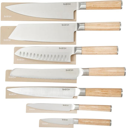 Babish 14-Piece Full Tang Forged Light Pakka Wood Kitchen Knife Set – by Babish