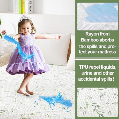 Twin Mattress Protector 2 Pack, Waterproof Mattress Pad Washable Bamboo Rayon - Image 3