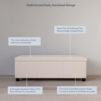 BELLEZE Storage Faux Leather Ottoman, 47 Inch Bench Bedroom Bench - Image 4