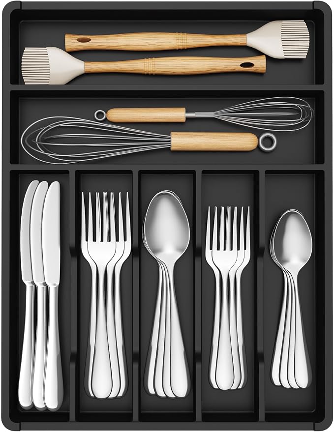 Lifewit Silverware Drawer Organizer Tray, Plastic Cutlery Storage by Lifewit